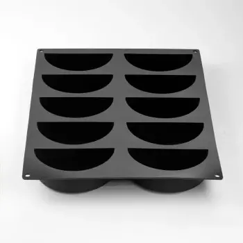 Professional Single Portion Half Moon Silicone Pastry Mold - 126 mm x 63 mm x h 40 mm - 10 cavity - 240 ml