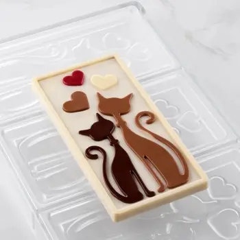 Pavoni Italia Professional Polycarbonate Minou Chocolate Tablet Mold - 154 mm x 77 mm h x 9 mm - 100 gr - 3 cavity