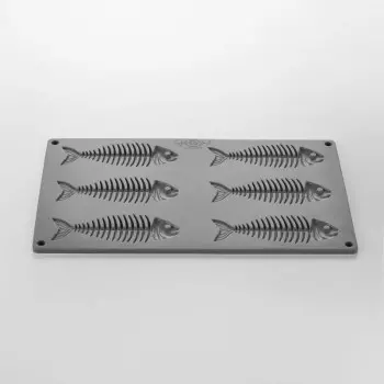 Pavoni Italia Fishbone Decoration Silicone Mold by Paolo Griffa - 120 mm x 42 mm x h 4 mm - 6 cavity