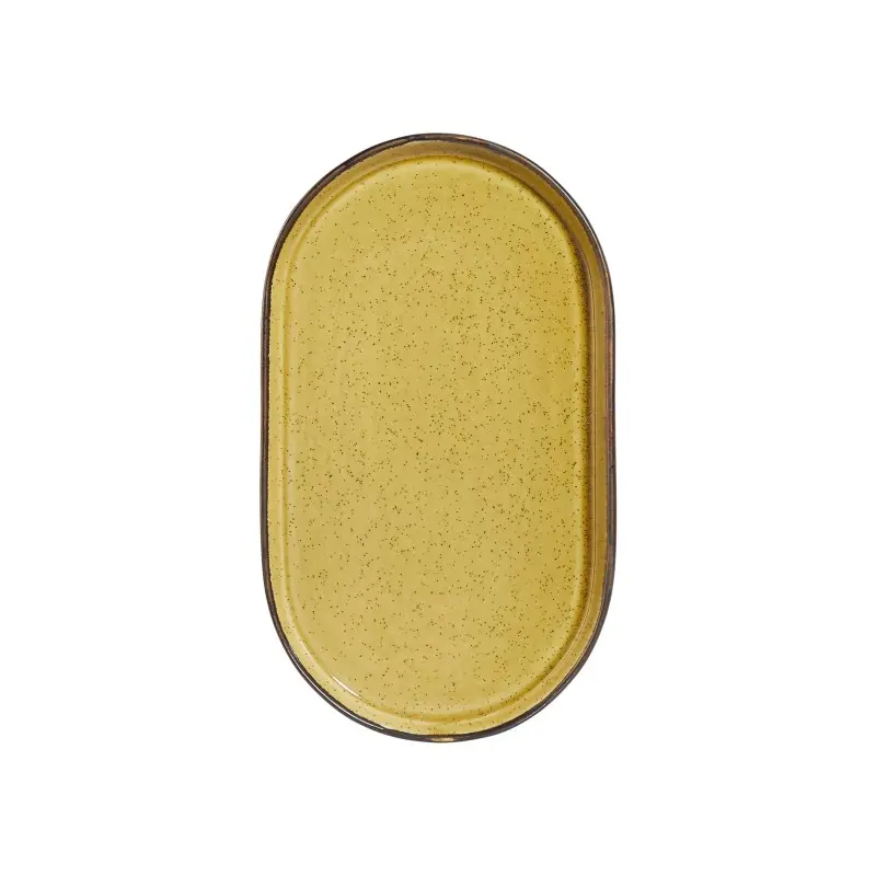 Porline Highlight Mustard Collection Oval Platter 24 cm - Set of 12