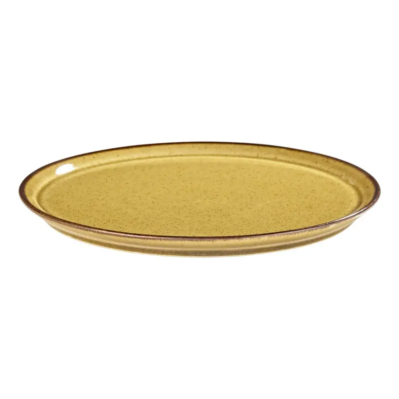 Porline Highlight Mustard Collection Flat Plate 24 cm - Set of 12