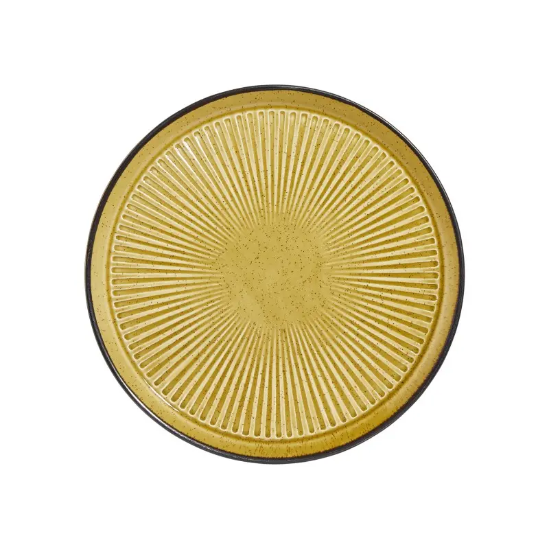 Porline Highlight Mustard Collection Sun Flat Plate 26.5 cm - Set of 12