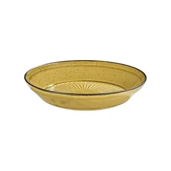 Porline Highlight Mustard Collection Sun Deep Plate 24 cm - Set of 6