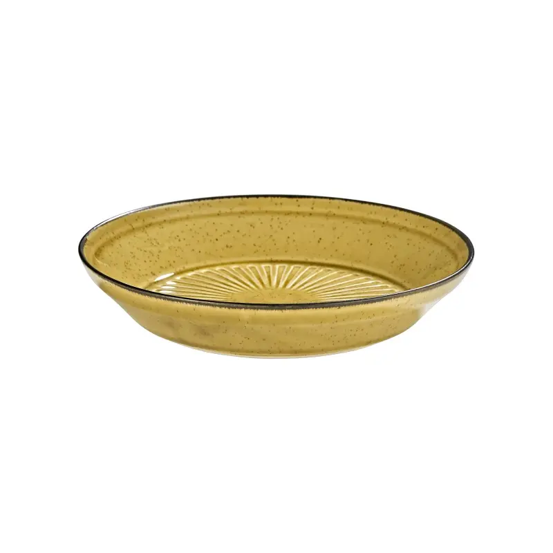 Porline Highlight Mustard Collection Sun Deep Plate 24 cm - Set of 6