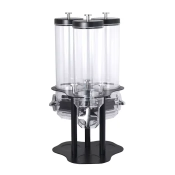 Creations Buffet Triple Cereal Dispenser 19 3/8 in x 19 3/8 in x 27 3/8 in (3.8 qt Per Cylinder) Stainless Steel And Black