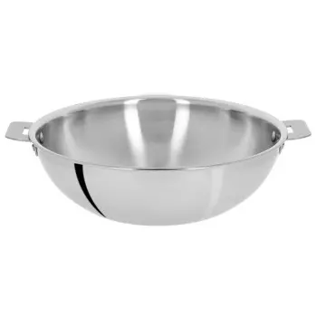 Cristel Stainless Steel 2 Side Handles Wok (3 Ply) Without Lid - 11" 4 qt
