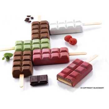 Silikomart GEL02 ChocoStick Silikomart Set of 2 Ice Cream Molds - Tray and 50 Sticks - Rectangular Shaped - L 15.5'' x W 11.7...