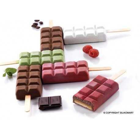 Silikomart GEL02 ChocoStick Silikomart Set of 2 Ice Cream Molds - Tray and 50 Sticks - Rectangular Shaped - L 15.5'' x W 11.7...