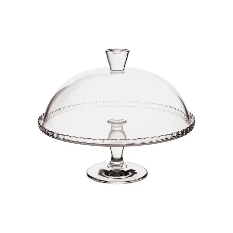 Pasabahce Cake Stand And Cover 12 3/4 in x 10 1/4 in Patisserie - Set of 2