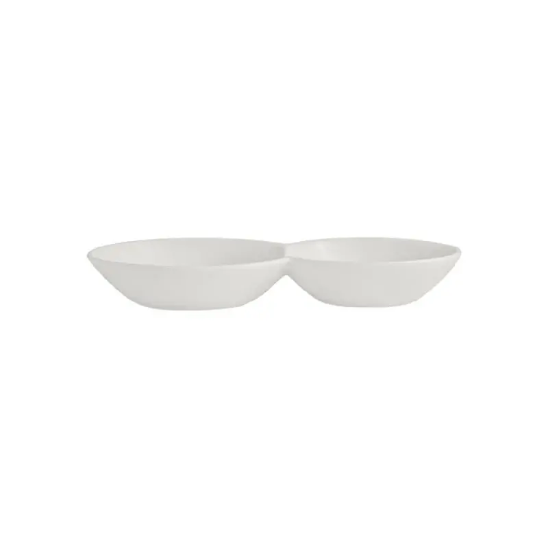 Rene Ozorio Fine China 2 Compartments Gourmet Sauce Dish 7 1/8 in x 1 in (6 oz) White Album - Set of 12 Rene Ozorio Fine China 2 Compartments Gourmet Sauce Dish 7 1/8 in x 1 in (6 oz) White Album - Set of 12