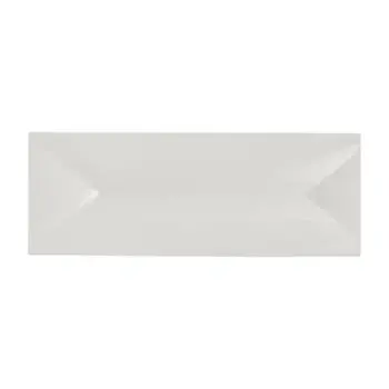 Rene Ozorio Fine China Rectangular Tray withindent 11 1/8 in x 3 7/8 in x 3/4 in White Album - Set of 12