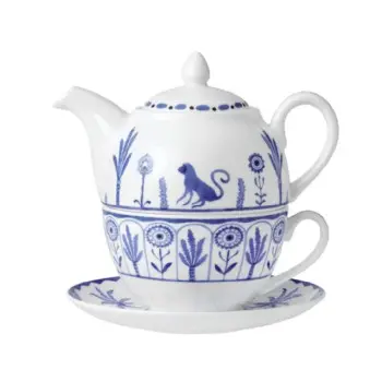 William Edwards Tea For One Set Sultans Garden Blue - Set of 6