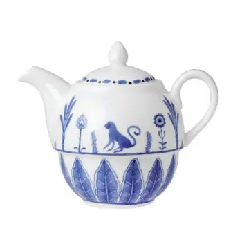 William Edwards Tea For One Teapot Coupe 4 7/8 in x 2 3/8 in (16 oz) Sultans Garden Blue - Set of 6