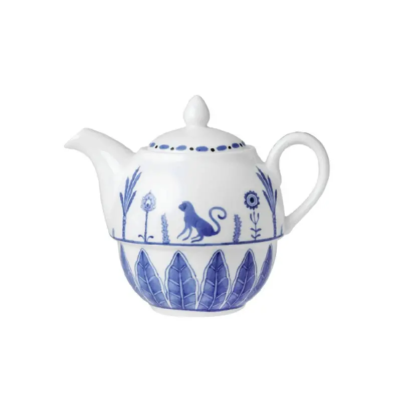 William Edwards Tea For One Teapot Coupe 4 7/8 in x 2 3/8 in (16 oz) Sultans Garden Blue - Set of 6 William Edwards Tea For One Teapot Coupe 4 7/8 in x 2 3/8 in (16 oz) Sultans Garden Blue - Set of 6