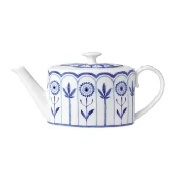 William Edwards 2 Cup Oval Teapot 9 1/4 in x 3 1/2 in (19 3/8 oz) Sultans Garden Blue - Set of 6