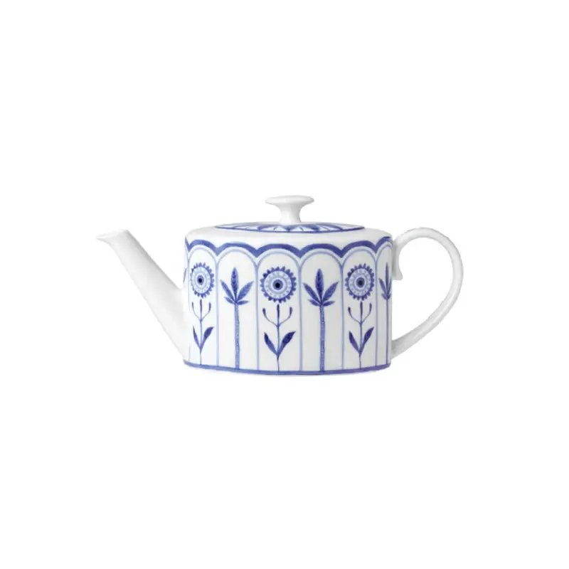 William Edwards 2 Cup Oval Teapot 9 1/4 in x 3 1/2 in (19 3/8 oz) Sultans Garden Blue - Set of 6 William Edwards 2 Cup Oval Teapot 9 1/4 in x 3 1/2 in (19 3/8 oz) Sultans Garden Blue - Set of 6