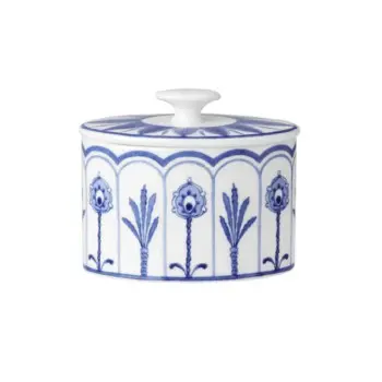 William Edwards Oval Sugar 4 in x 3 1/2 in (8 oz) Sultans Garden Blue - Set of 12