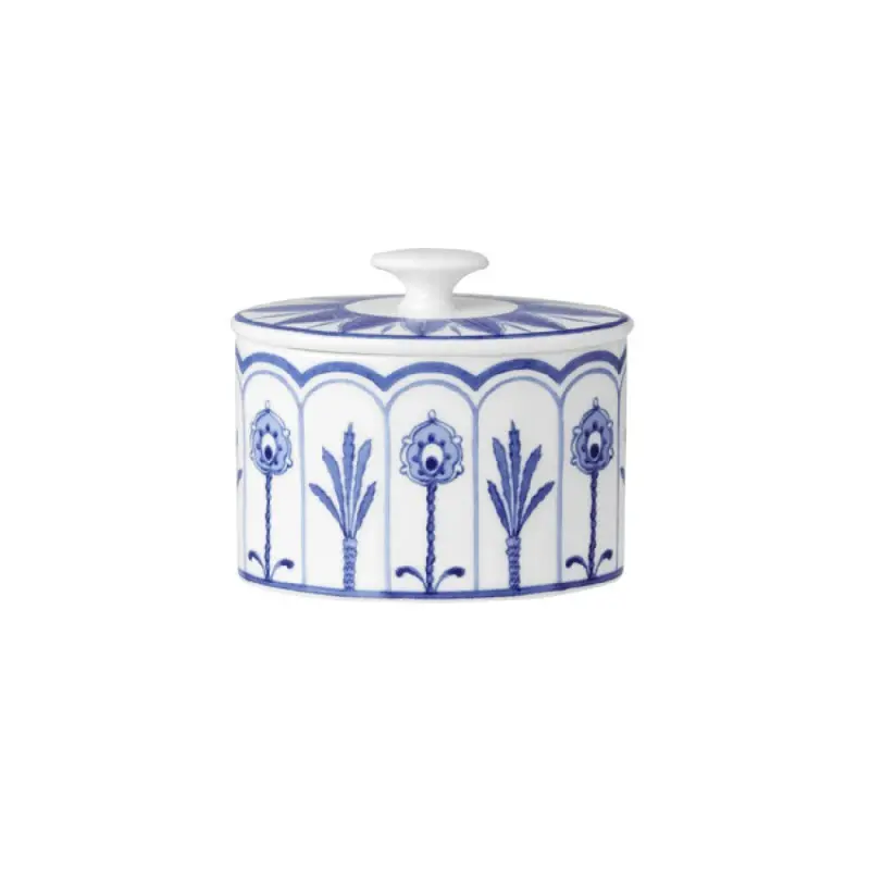 William Edwards Oval Sugar 4 in x 3 1/2 in (8 oz) Sultans Garden Blue - Set of 12