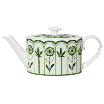 William Edwards 2 Cup Oval Teapot 9 1/4 in x 3 1/2 in (19 3/8 oz) Sultans Garden Green - Set of 6
