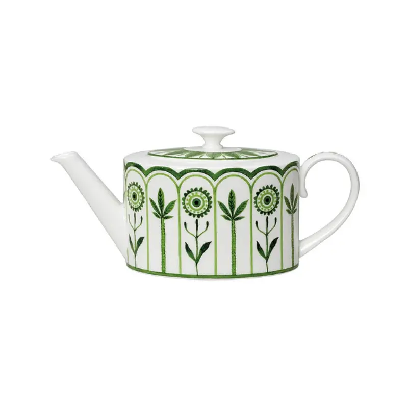 William Edwards 2 Cup Oval Teapot 9 1/4 in x 3 1/2 in (19 3/8 oz) Sultans Garden Green - Set of 6 William Edwards 2 Cup Oval Teapot 9 1/4 in x 3 1/2 in (19 3/8 oz) Sultans Garden Green - Set of 6