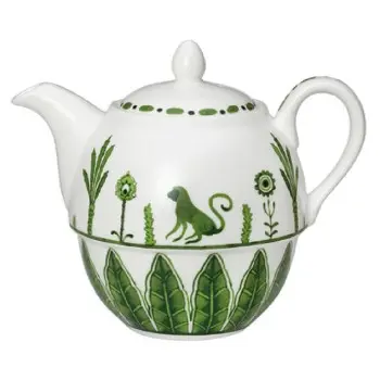William Edwards Tea For One Teapot Coupe 4 7/8 in x 2 3/8 in (16 oz) Sultans Garden Green - Set of 6