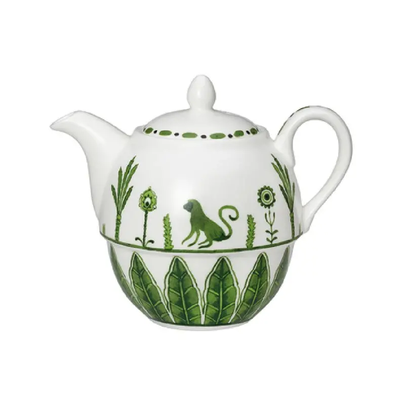 William Edwards Tea For One Teapot Coupe 4 7/8 in x 2 3/8 in (16 oz) Sultans Garden Green - Set of 6 William Edwards Tea For One Teapot Coupe 4 7/8 in x 2 3/8 in (16 oz) Sultans Garden Green - Set of 6