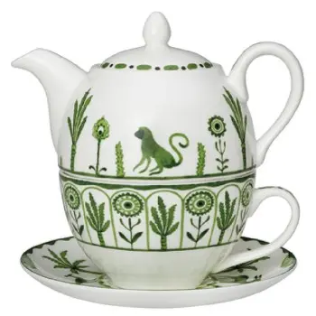 William Edwards Tea For One Set Sultans Garden Green - Set of 6