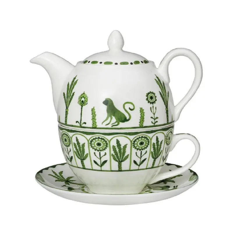 William Edwards Tea For One Set Sultans Garden Green - Set of 6 William Edwards Tea For One Set Sultans Garden Green - Set of 6