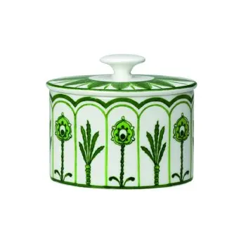 William Edwards Oval Covered Sugar Lid (Fits And0335) Sultans Garden Green - Set of 12