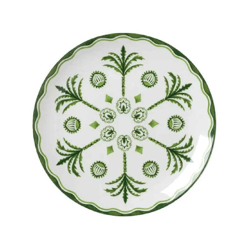 William Edwards Coupe Plate 8 1/4 in Sultans Garden Green - Set of 12