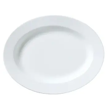 William Edwards Oval Rim Platter 13 3/4 in x 10 3/4 in Classic White - Set of 6