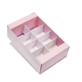Deluxe Bi Frame Macaron Cardboard with window Box - 8 Macarons - Pink Pastel - Pack of 96