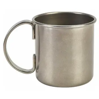 Genware Straight Mug 5 1/4 in x 3 5/8 in x 3 5/8 in (16 oz) Vintage Stainless Steel - Set of 12