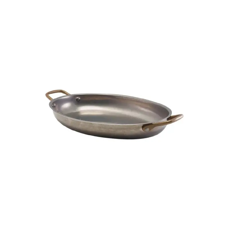 Genware Oval Dish 14 1/4 in x 8 1/4 in x 2 1/4 in (1 1/4 qt) Vintage Stainless Steel - Set of 6