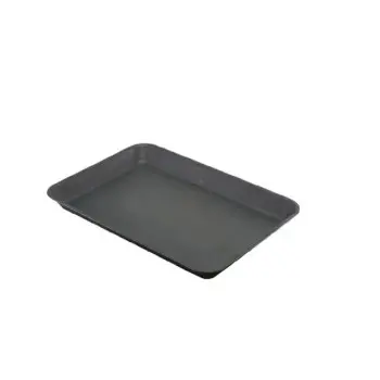 Genware Tray 12 1/2 in x 8 5/8 in x 3/4 in Vintage Stainless Steel Black - Set of 12
