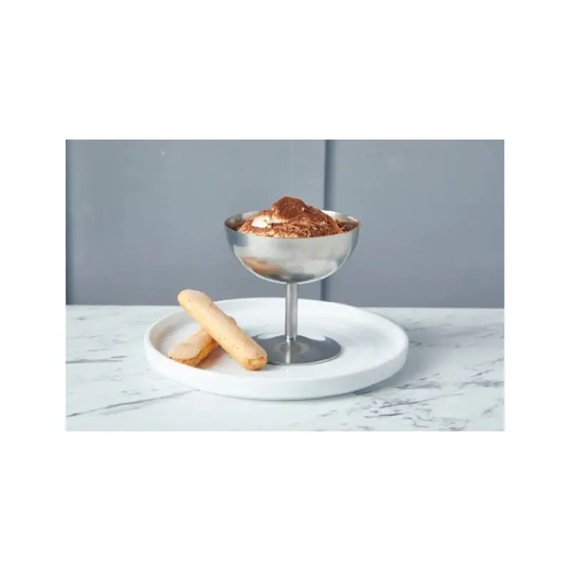 Genware Ice Cream Cup Stem 4 in Vintage Stainless Steel - Set of 12