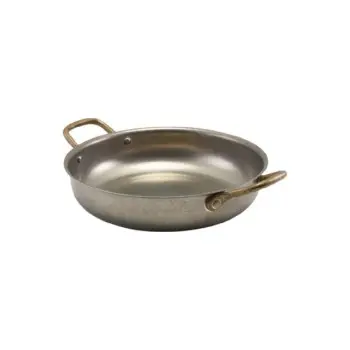 Genware Round Dish 11 in x 8 5/8 in x 2 in (1 1/2 qt) Vintage Stainless Steel - Set of 6