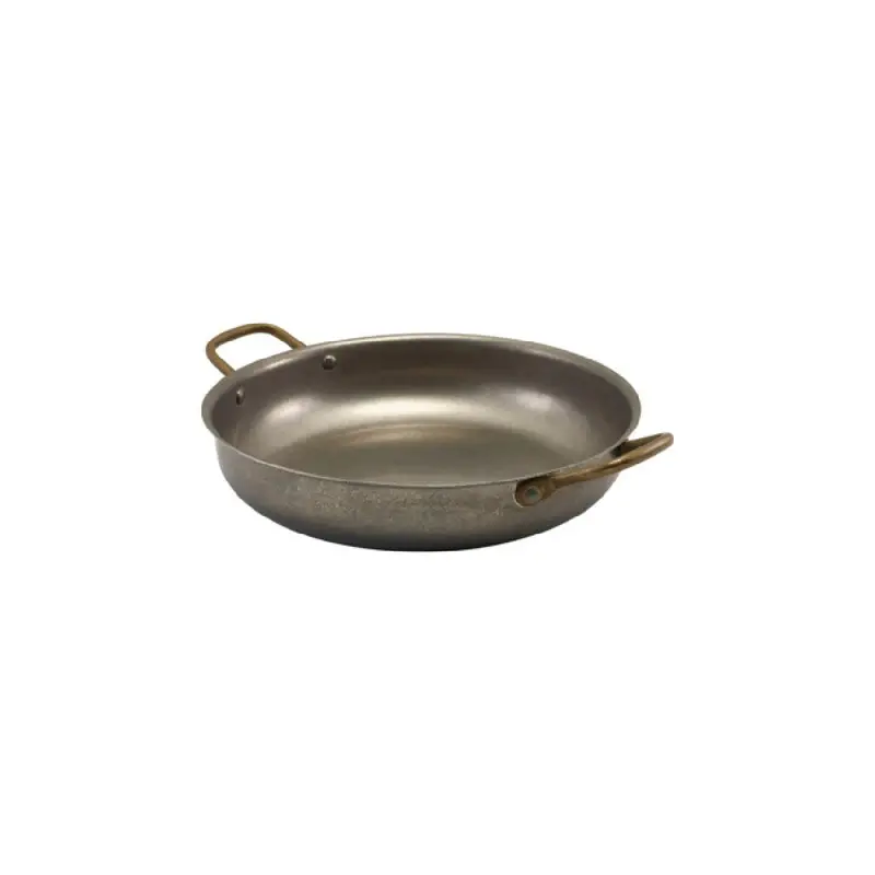 Genware Round Dish 12 in x 9 5/8 in x 2 in (2 qt) Vintage Stainless Steel - Set of 6