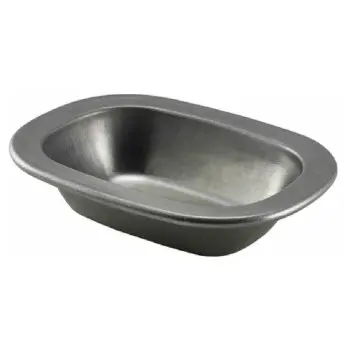 Genware Pie Dish 6 1/4 in x 4 3/4 in x 1 1/2 in Vintage Stainless Steel - Set of 12