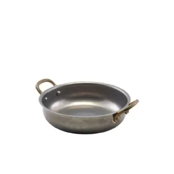 Genware Round Dish 7 3/4 in 6 1/4 x 2 1/4 in (23 oz) Vintage Stainless Steel - Set of 6