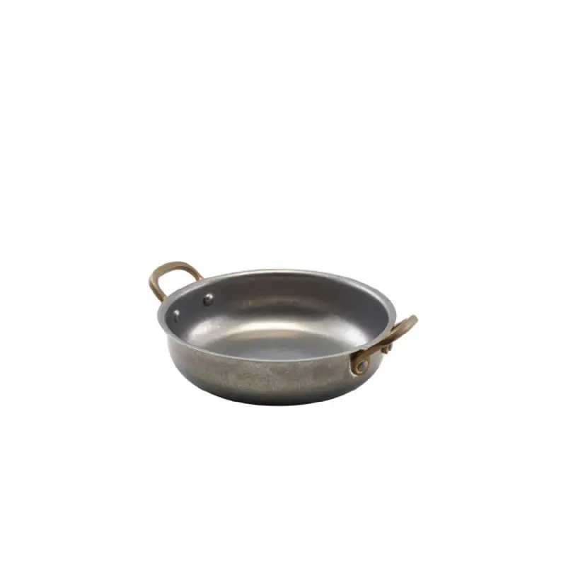 Genware Round Dish 7 3/4 in 6 1/4 x 2 1/4 in (23 oz) Vintage Stainless Steel - Set of 6