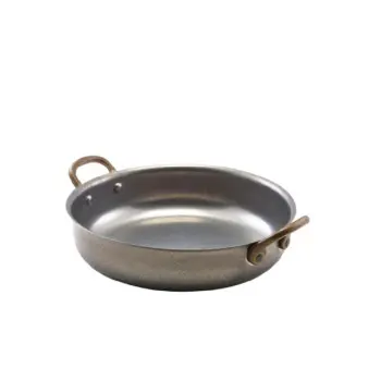 Genware Round Dish 9 1/4 in x 7 1/4 x 2 3/8 in (1 qt) Vintage Stainless Steel - Set of 6