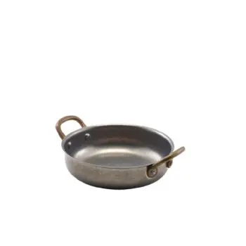 Genware Round Dish 7 3/8 in x 5 5/8 x 2 1/8 in (16 oz) Vintage Stainless Steel - Set of 6