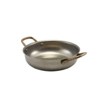 Genware Round Dish 10 in x 7 in x 2 in ( 1 1/4 qt) Vintage Stainless Steel - Set of 6