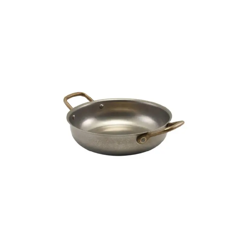 Genware Round Dish 10 in x 7 in x 2 in ( 1 1/4 qt) Vintage Stainless Steel - Set of 6