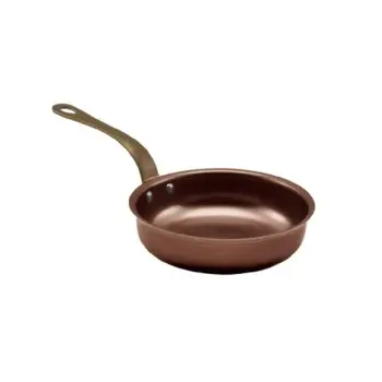 Genware Mini Fry Pan 10 1/8 x 5 1/2 x 2 3/4 (15 oz) Copper Vintage Stainless Steel - Set of 6