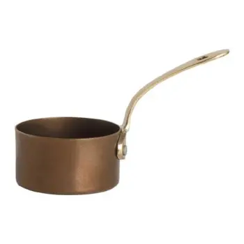 Genware Mini Sauce Pan 6 1/4 x 2 7/8 x 3 1/4 (4 3/4 oz) Copper Vintage Stainless Steel - Set of 6