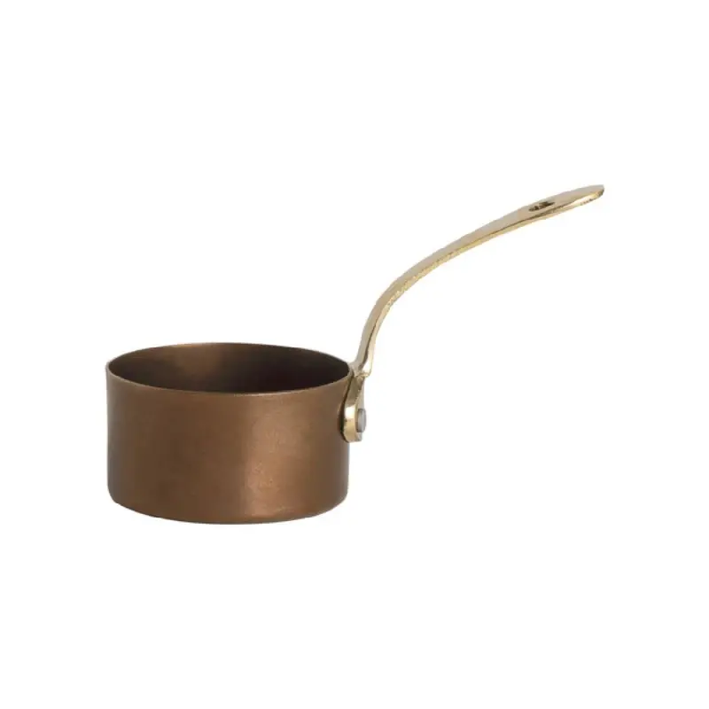 Genware Mini Sauce Pan 6 1/4 x 2 7/8 x 3 1/4 (4 3/4 oz) Copper Vintage Stainless Steel - Set of 6