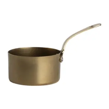 Genware Mini Sauce Pan 7 1/8 in x 3 3/4 in x 4 1/2 in (11 3/4 oz) Gold Vintage Stainless Steel - Set of 6