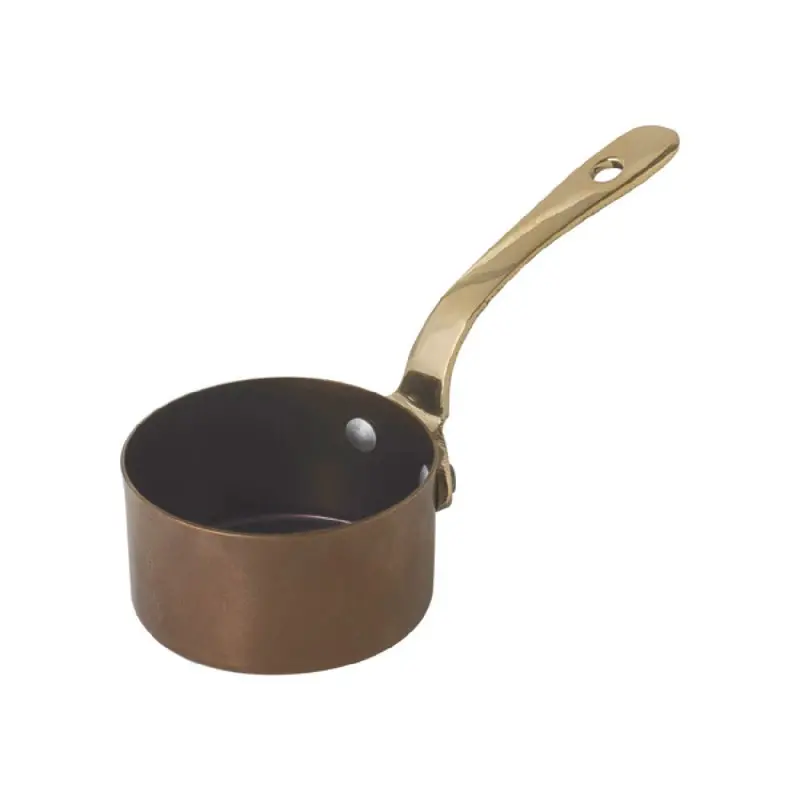 Genware Mini Sauce Pan 7 1/8 in x 3 3/4 in x 4 1/2 in (11 3/4 oz) Copper Vintage Stainless Steel - Set of 6